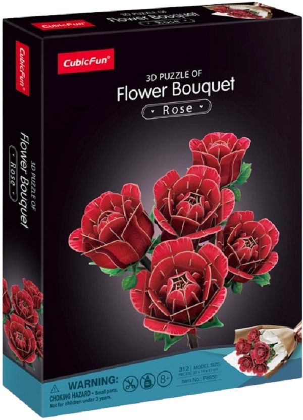 Puzzle 3D: Buchet de flori. Trandafiri