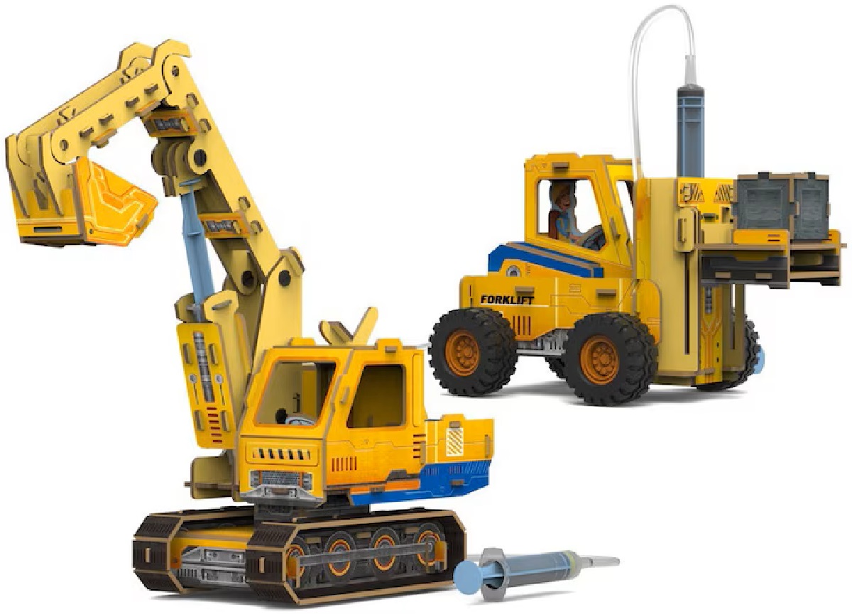 Joc educativ 3D: Excavator si stivuitor. Kit STEM