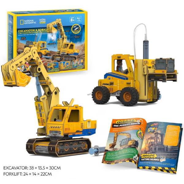 Joc educativ 3D: Excavator si stivuitor. Kit STEM