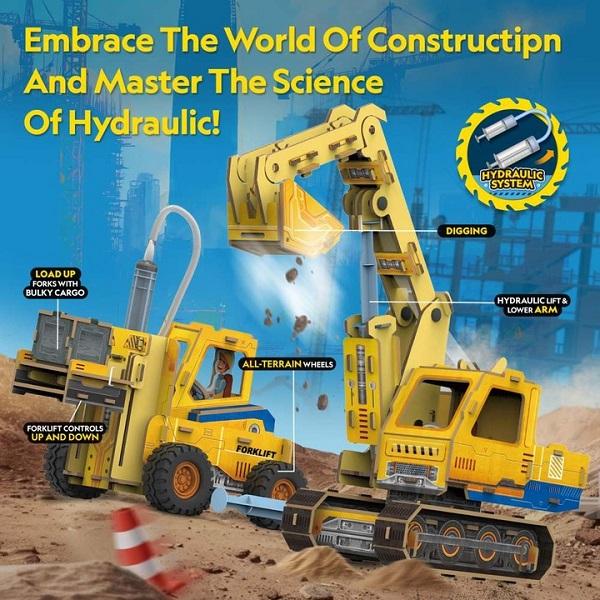 Joc educativ 3D: Excavator si stivuitor. Kit STEM