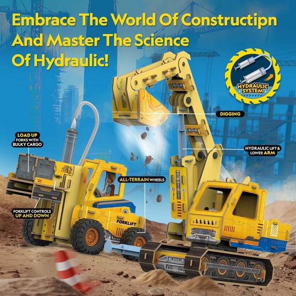 Joc educativ 3D: Excavator si stivuitor. Kit STEM