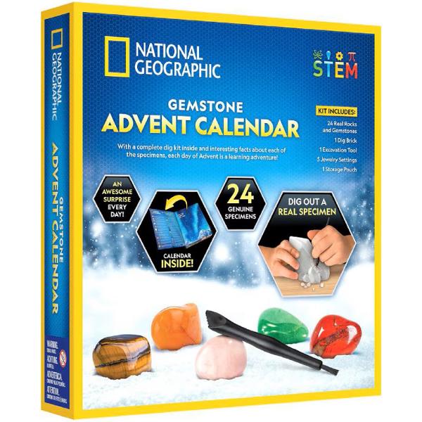 Calendar Avent: Roci si pietre pretioase cu 24 de surprize. Kit educativ STEM