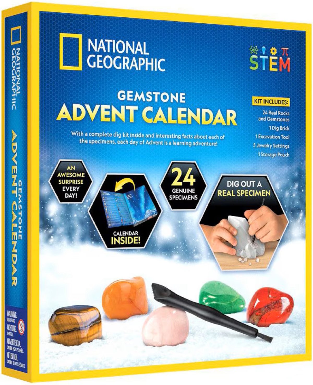 Calendar Avent: Roci si pietre pretioase cu 24 de surprize. Kit educativ STEM