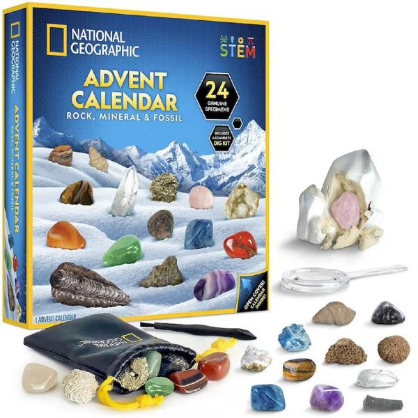 Calendar Avent: Roci si pietre pretioase cu 24 de surprize. Kit educativ STEM