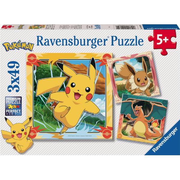  Puzzle 3x49 piese. Pokemon