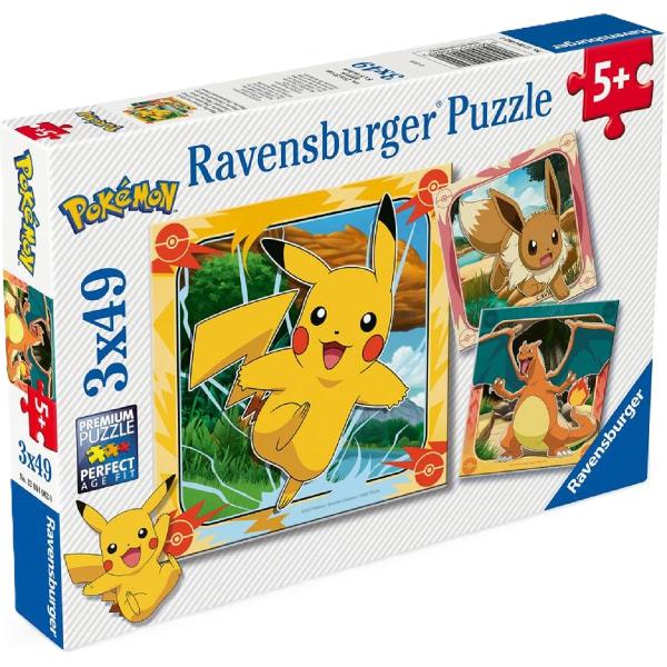  Puzzle 3x49 piese. Pokemon