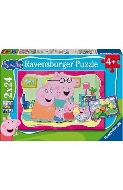 Poza produsului Puzzle 2x24 piese. Familia Peppa Pig
