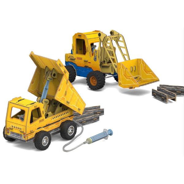 Joc educativ 3D: Mini incarcator si basculanta. Kit STEM