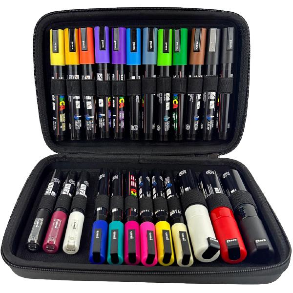 Uniball Posca. Mapa PVC dur echipata cu 24 markere