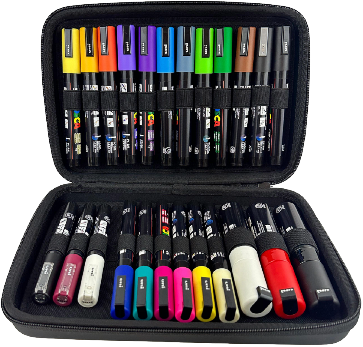 Uniball Posca. Mapa PVC dur echipata cu 24 markere