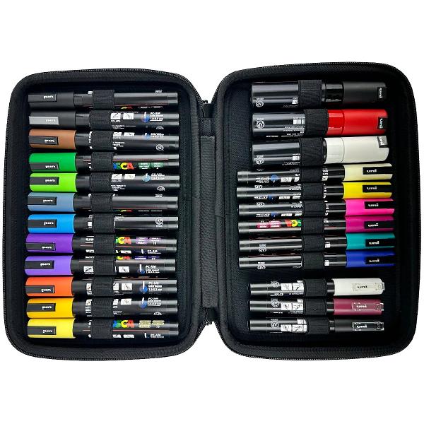 Uniball Posca. Mapa PVC dur echipata cu 24 markere