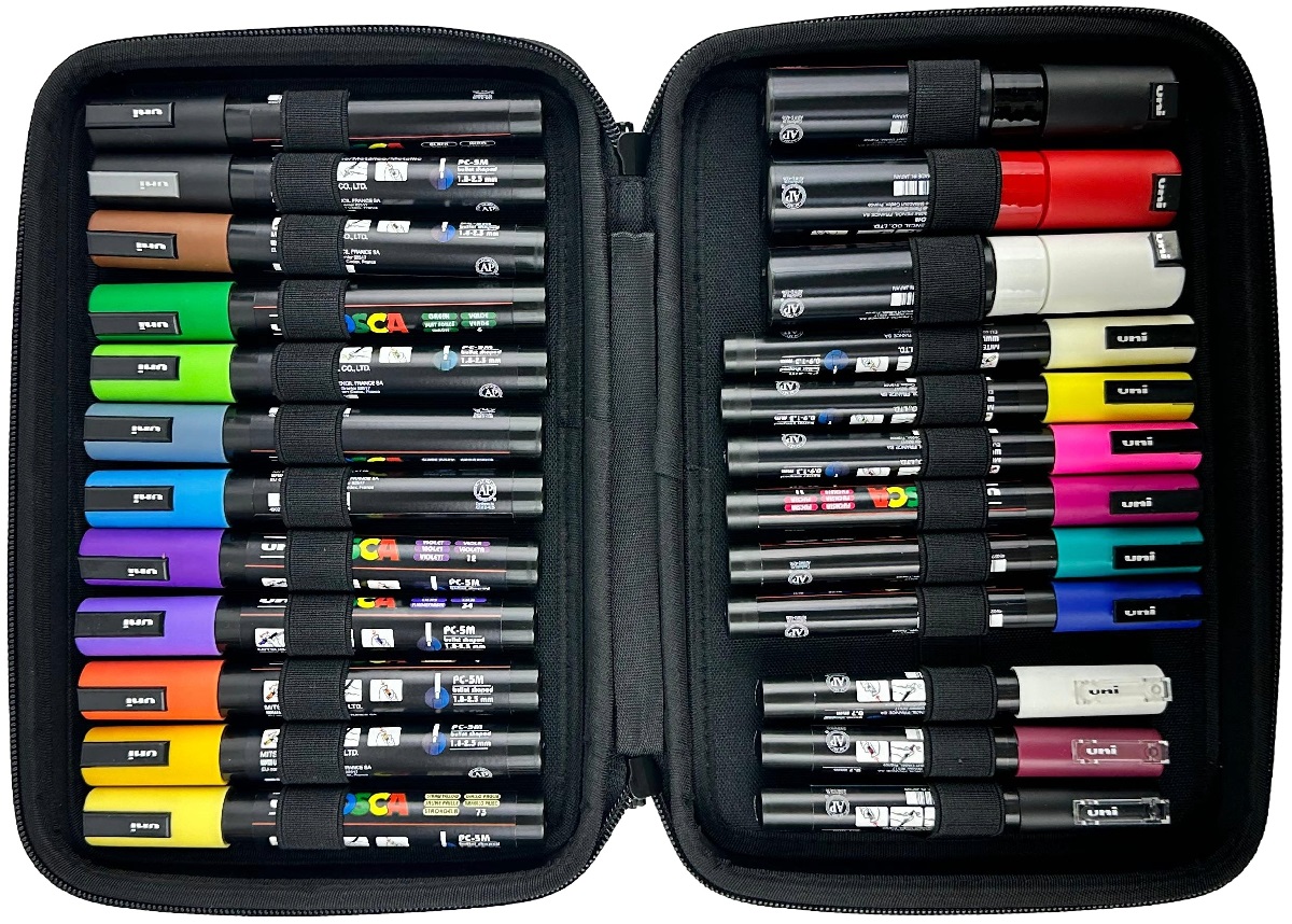 Uniball Posca. Mapa PVC dur echipata cu 24 markere