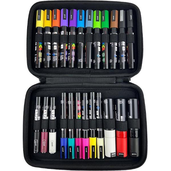 Uniball Posca. Mapa PVC dur echipata cu 24 markere