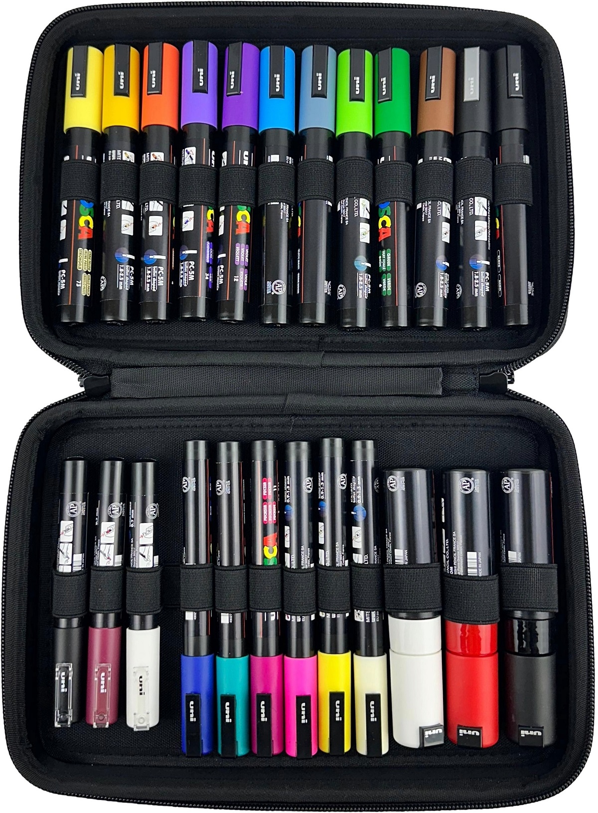 Uniball Posca. Mapa PVC dur echipata cu 24 markere