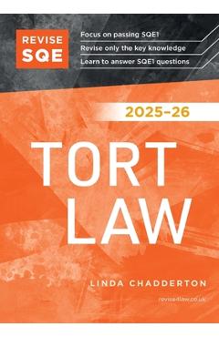 Coperta cărții 'Revise SQE Tort Law 2025-26 - Linda Chadderton'
