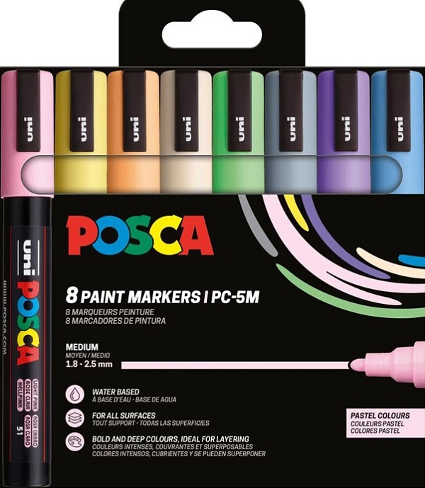 Set 8 markere Pastel 2 Uni PC-5M