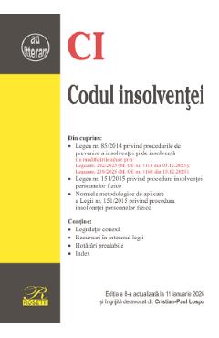 Poza produsului Codul insolventei Ed.8 Act.11 ianuarie 2026 - Cristian-Paul Lospa