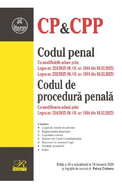 Poza produsului Codul penal. Codul de procedura penala Ed.36 Act.18 Ianuarie 2026 - Petrut Ciobanu