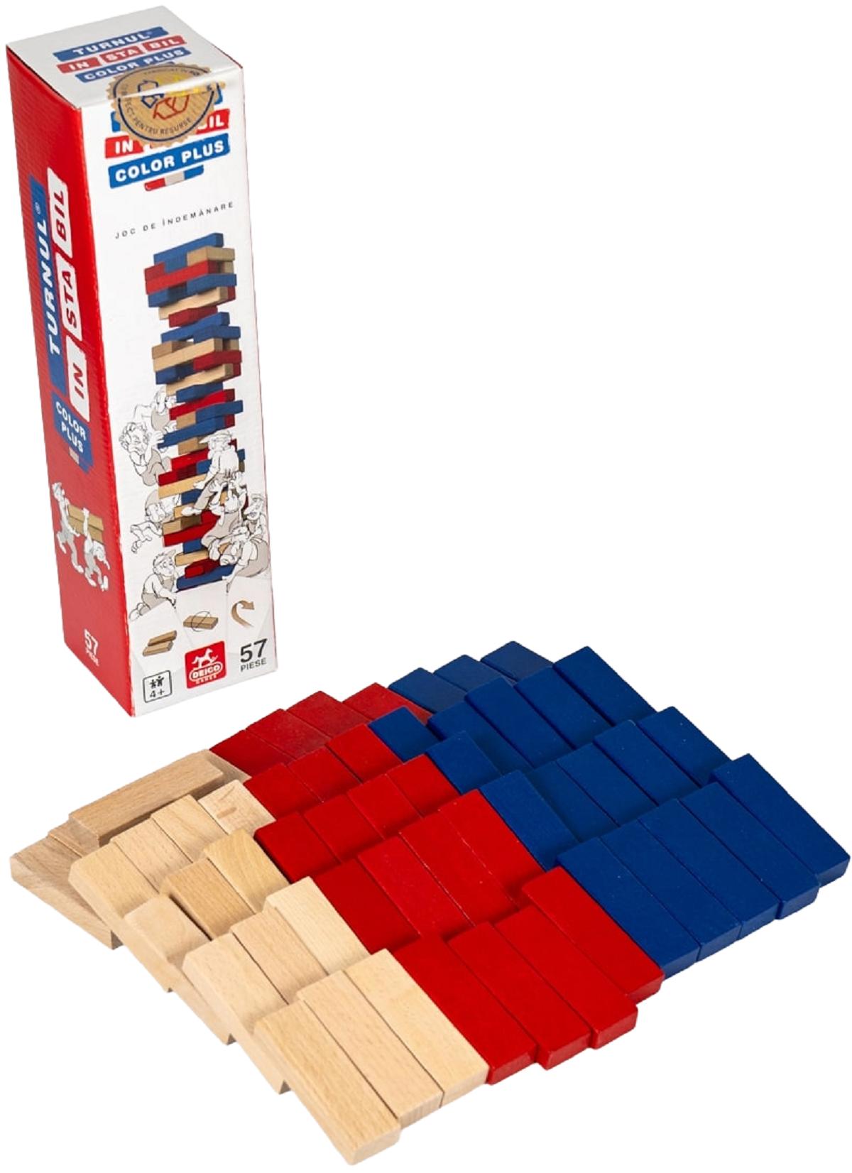 Turnul instabil color Plus. Piese din lemn