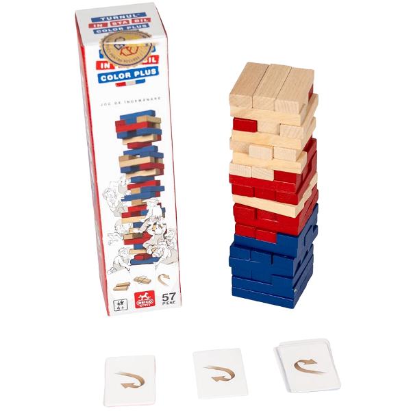 Turnul instabil color Plus. Piese din lemn