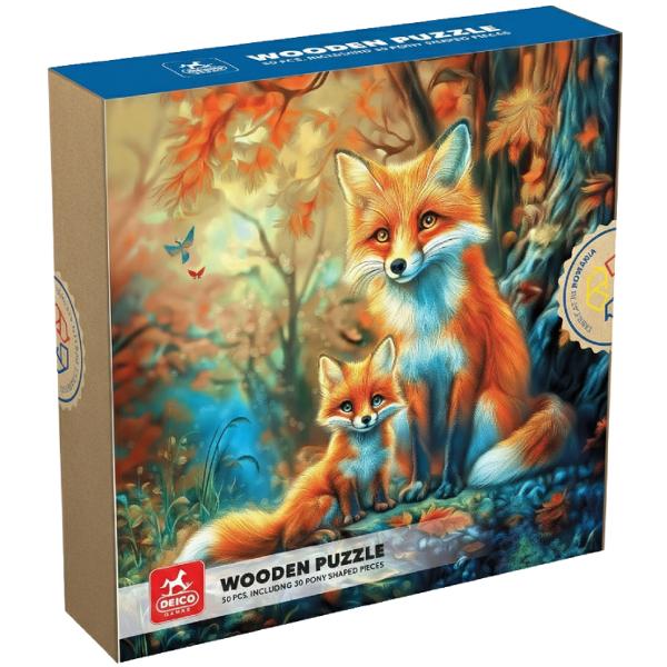 Puzzle lemn 50 piese: Vulpite