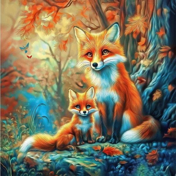 Puzzle lemn 50 piese: Vulpite