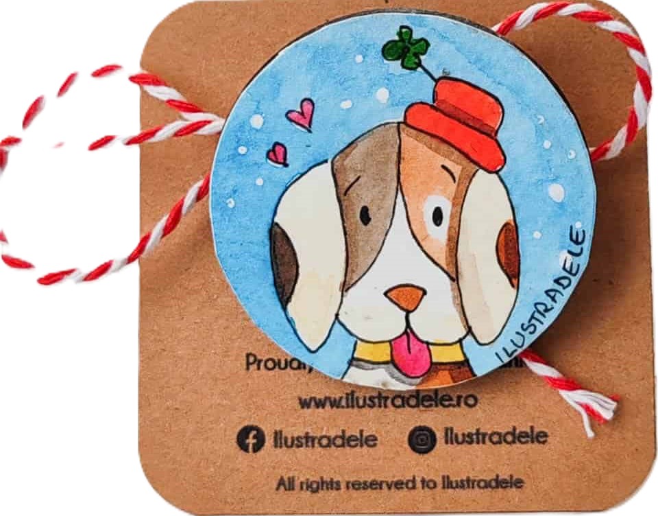 Brosa martisor pictata: Catel norocel