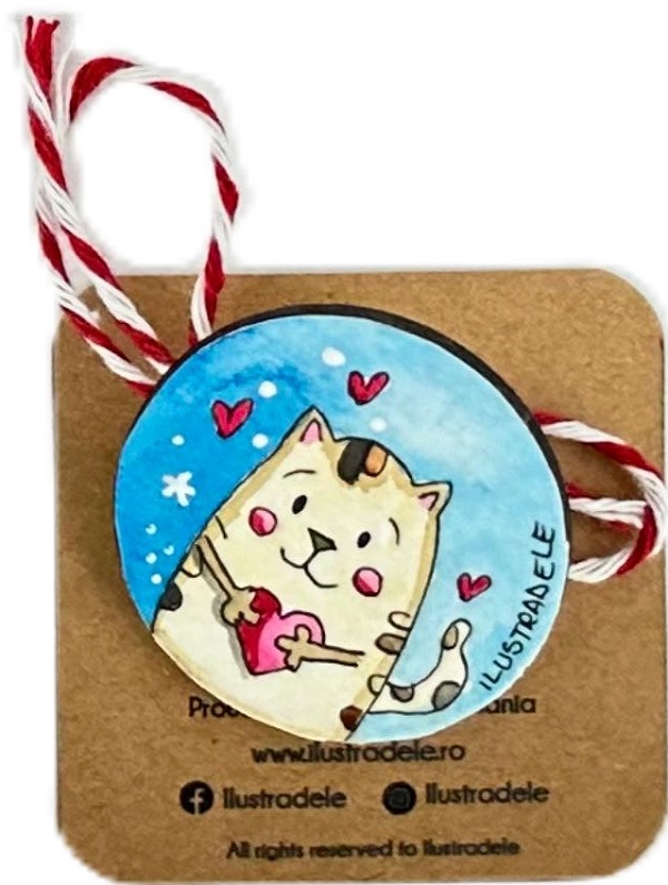 Brosa martisor pictata: Pisi bleu