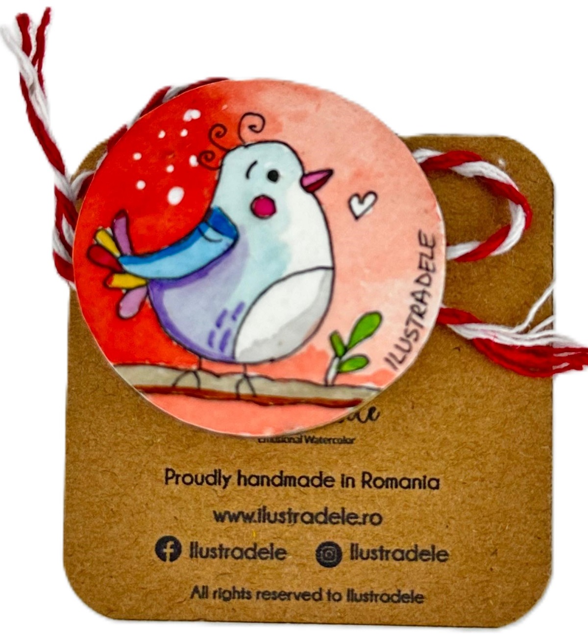 Brosa martisor pictata: Cip cirip rouge