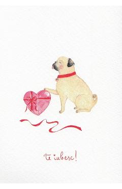 Poza produsului Felicitare: Te iubesc! Mops cafeniu. Mai Colorat
