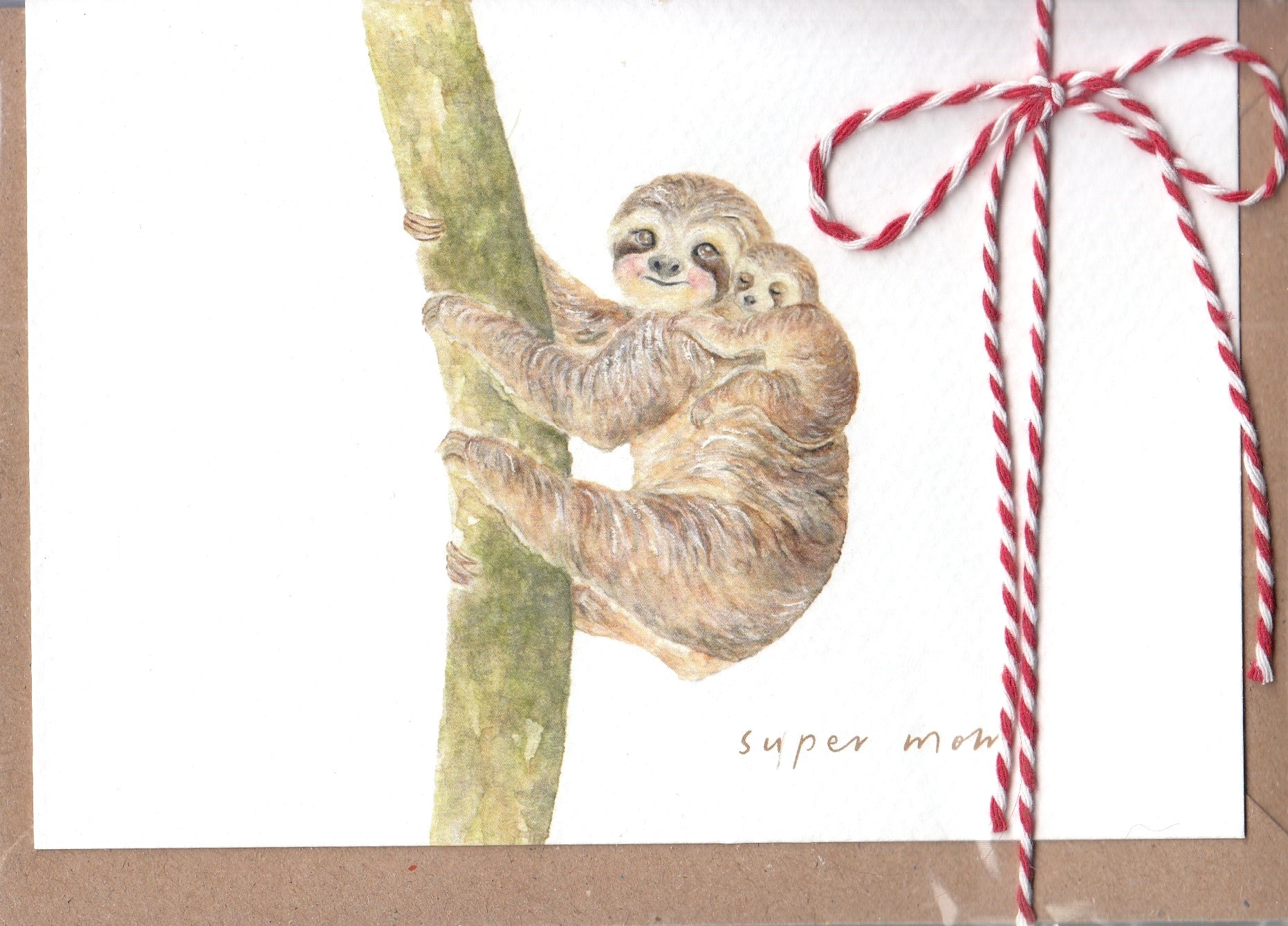 Felicitare: Super Mom Sloth. Mai Colorat
