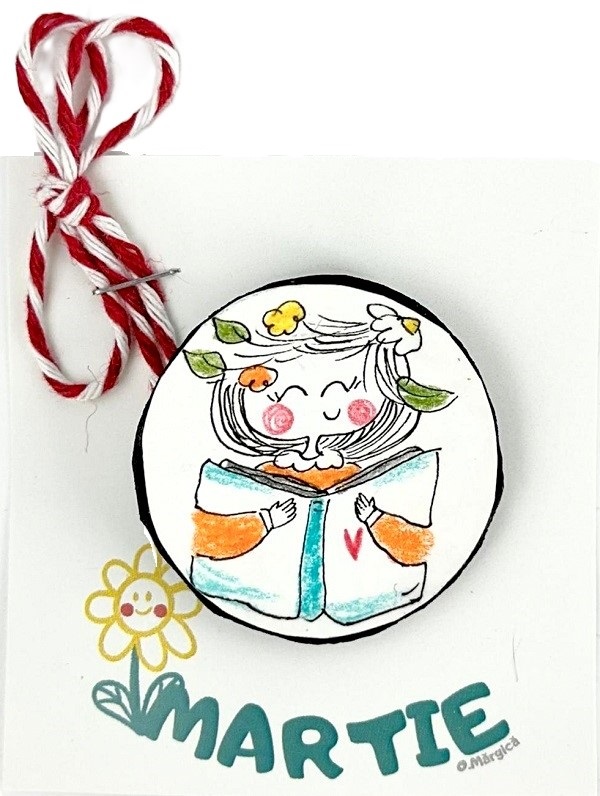 Brosa martisor mare: Iubesc cartile!