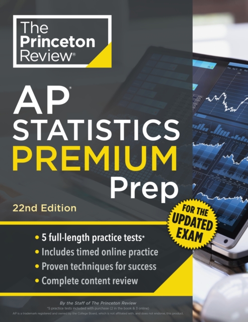 Coperta cărții 'Princeton Review AP Statistics Premium Prep, 22nd Edition: 5 Practice Tests + Digital Practice Online + Content Review -'