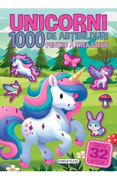 Coperta cărții 'Unicorni. 1000 de abțibilduri pentru a crea scene'