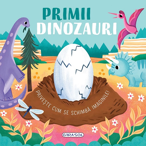 Coperta cărții 'Primii dinozauri. Privește cum se schimbă imaginile! - Johnny Barr'