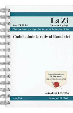Poza produsului Codul administrativ al Romaniei Act. 1 Februarie 2026 - Tofan Dana Apostol