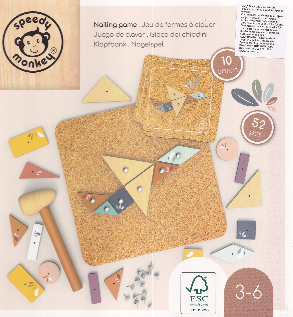 Joc educativ cu ciocanel si panou pluta: Nailing Game