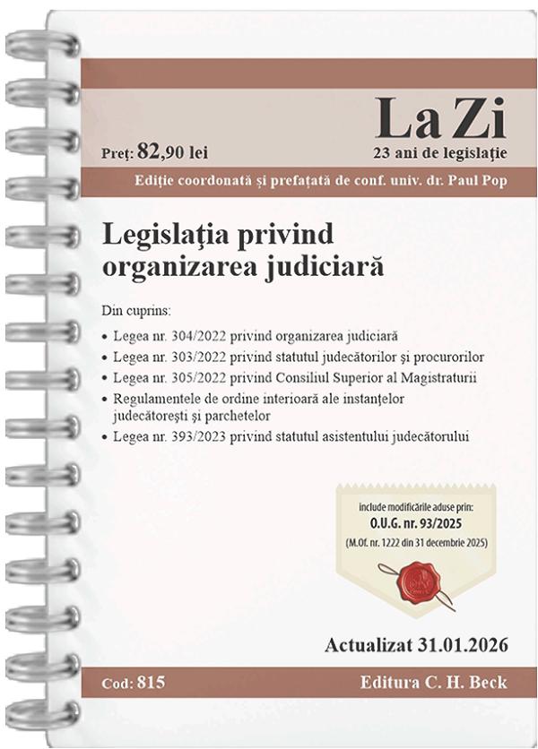 Legislatia privind organizarea judiciara Act. 31 Ianuarie 2026 Ed.Spiralata - Paul Pop