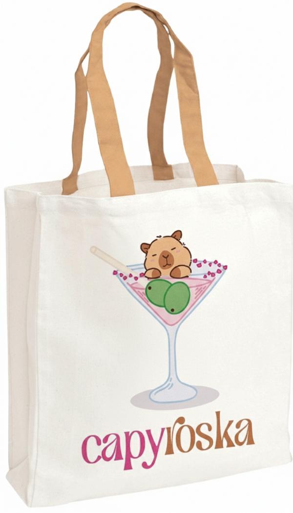 Sacosa textila canvas: Becappy. Capyroska