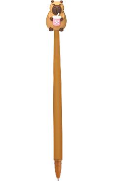 Poza produsului Pix flexibil cu stergere: Capybara cu pahar roz