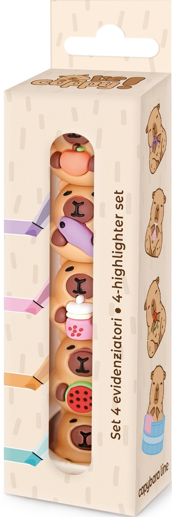 Imaginea produsului 'Set 4 mini evidențiatoare Capybara'