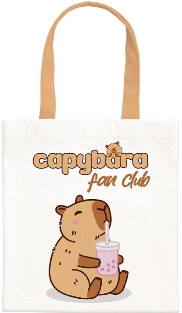 Sacosa textila canvas: BeCappy. Capybara Fun Club