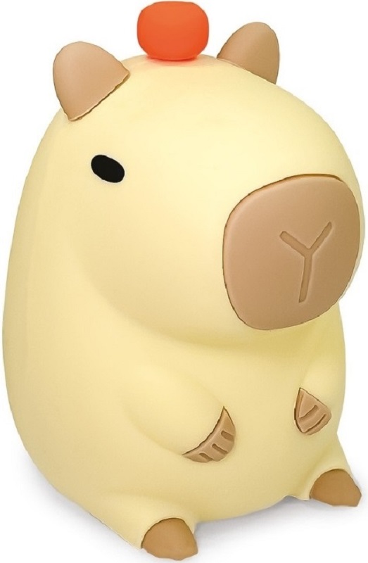 Lampa de noapte. Capybara cu buton portocaliu