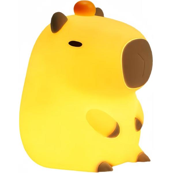 Lampa de noapte. Capybara cu buton portocaliu