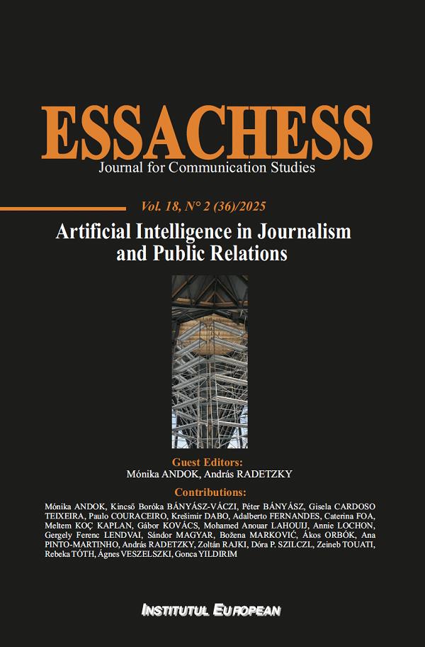 Coperta cărții 'Revista Essachess Vol.18 Nr.2 (36) din 2025: Artficial Intelligence in journalism and Public Relations'