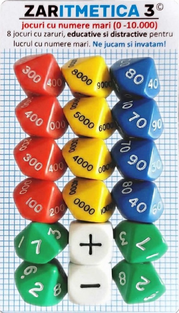 Set jocuri educative cu zaruri: Zaritmetica 3. Numere mari