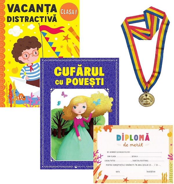 Pachet: Vacanta distractiva. Cufarul cu povesti + Diploma + Medalie - Clasa 1 - Aurelia Seulean, Marioara Minculescu, Elena Oltean