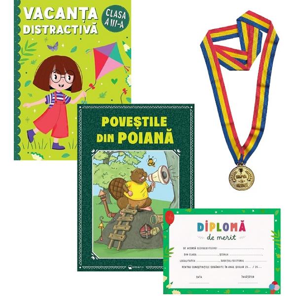 Pachet: Vacanta distractiva. Povestile din poiana + Diploma + Medalie - Clasa 3 - Corina Istrate, Dora Macean, Manuela Koszorus