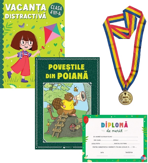 Pachet: Vacanta distractiva. Povestile din poiana + Diploma + Medalie - Clasa 3 - Corina Istrate, Dora Macean, Manuela Koszorus