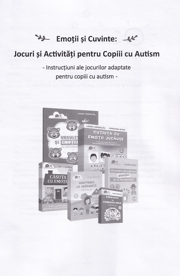 Coperta cărții 'Emoții și cuvinte: Jocuri și activități pentru copiii cu autism - Laura Hărdălău, Loredana Bejan'